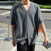 HEARUJOY - Polyester Shirt Loose Casual Cardigan Holiday Style Regular Length Solid Pattern Summer Wear Casual Style For Daily Wear