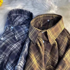 HEARUJOY - Plaid Shirt Men's Long Sleeve Student Fashion Brand Loose Jacket