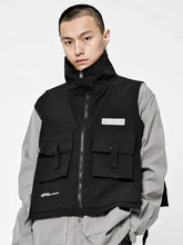 Hearujoy Techwear Sleeveless Jacket Zipper Men's Cardigan Male Black Biker Cargo Vest for Men Motorcyclist Vest Men Safari Style