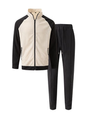 HEARUJOY - Spring Autumn Men's Sports Suits Patchwork Raglan Sleeve High Neck Jacket Coat And Pants Two Piece Set Casual Sweatshirt Outfits