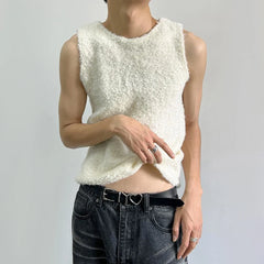 HEARUJOY - Mens Sexy Slim Shearling Vest 2025 New Genderless Fashion Youth Trend Versatile Comfortable Solid Color Simple Tank Top Unisex