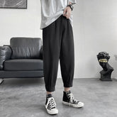 HEARUJOY - Summer Loose Solid Color Thin Men's Casual Harem Pants Harajuku Fashion Aesthetic Korean Style Designer Male Cropped Trousers