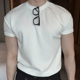 HEARUJOY - Ice-sensing Air Layer Ultra-thin Quick-drying Round Neck Shoulder-retching Sleeves Elastic Smooth Cool Short-sleeved T-shirt