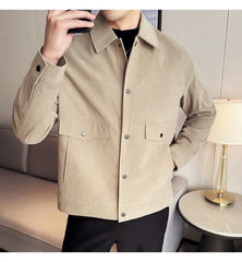 HEARUJOY - Autumn Winter Thick Woolen Jackets Men High Quality Single Breasted Turn Down Collar Men's Casual Jacket Slim Fit Business Coats