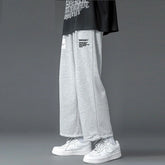 HEARUJOY - Autumm Winter Oversized Loose Casual Letter Printing Straight Sweatpants Male Elastic Midi Waist Trend Fashion Pants Men