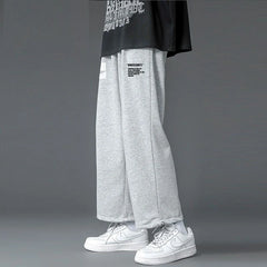 HEARUJOY - Autumm Winter Oversized Loose Casual Letter Printing Straight Sweatpants Male Elastic Midi Waist Trend Fashion Pants Men