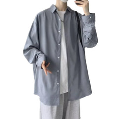 HEARUJOY - Casual Korean Style Clothing Harajuku Button Up Blouse Korean Style Shirt Long Sleeve Design Regular Clothing Length