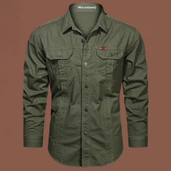 HEARUJOY - Long Sleeve Men's Shirt Spring American Trend Vintage Press Free Workwear Loose Versatile Handsome New Style Casual Shirt