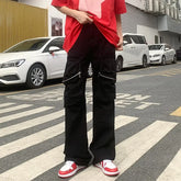 HEARUJOY - Y2K New Fashion Zipper Pockets Black Baggy Cargo Jeans Pants For Men Clothing Straight Hip Hop Long Trousers Pantaloni Uomo