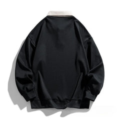 HEARUJOY - Men Loose Fit Long Sleeve Hooded Sweatshirt Vintage Streetwear Hong Kong Style Pullover Top For Casual Spring Autumn Outfits