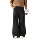 HEARUJOY - Beige Suit Pants Men Oversized Fashion Society Mens Dress Pants Korean Loose Wide Leg Pants Mens Office Formal Black Trousers