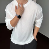 HEARUJOY - Thin Sunproof Pullover Long Sleeve Shirt Cool Mask Print T Shirt Men Loose Fit White Top