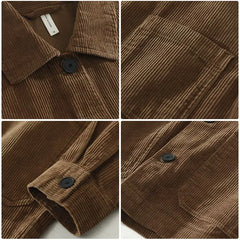 HEARUJOY - Japanese Retro Corduroy Long-sleeved Shirt Men Autumn Jacket American Workwear Casual Cardigan