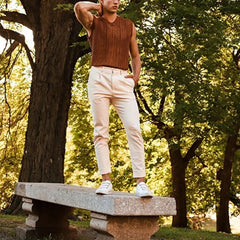 HEARUJOY - Loose Knit Sports Vest For Men Sexy Hollow Out Sleeveless Tank Tops Fashion Leisure Knitted Breathable Mesh Waistcoat Streetwear