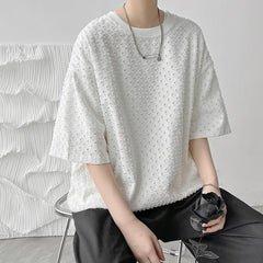 Hearujoy New Summer Men's Ripped Hole T Shirt Fashion T Shirt Mens Oversized Hip Hop Short Sleeve Mens Streetwear Casual Top Tees