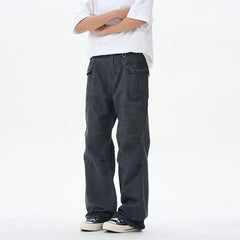 HEARUJOY - Retro Washed Vintage Multi Pocket Work Pants For Men And Women, Straight Leg Loose Fitting Street Casual Vintage Cargo Pants