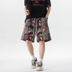 HEARUJOY - Summer Men Shorts Harajuku Casual Print Short Pants Beach Shorts patchwork Print Sports shorts Five Points Shorts