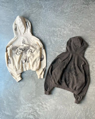 HEARUJOY - Harajuku Y2K Retro Goth Trend Abstract Art Print Zipper Hoodie Men's Street Aesthetic Clothing Daily Sports Jogging Jacket