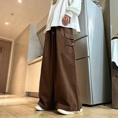 HEARUJOY - Fashion Brand Work Pants Men Ins Trendy Loose Straight Wide-leg Casual Trousers