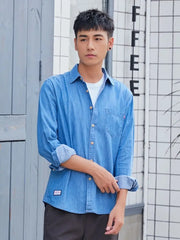 HEARUJOY - Light Color Long-sleeved Shirt Men Denim Cardigan Spring and Autumn New Casual Loose Thin Jacket Trendy