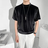 Hearujoy Summer fashion trends Men Clothing Short Sleeve Velvet T-shirt Casual Loose All-match Streetwear Tops Oversized For Male