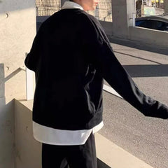 HEARUJOY - Mens Sweater Casual Outerwear Knitted Sweater Autumn Fashion Campus Youth All-Match Solid Color Long-Sleeved Top Men'S Clothing