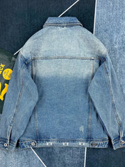 HEARUJOY - Plus Size 4XL Men's Denim Jacket Autumn/Winter 2025 New Arrival Trendy Brand Premium Plus-Size Retro Lapel Jacket Men's Top