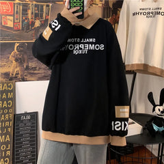 HEARUJOY - Autumn Lapel Hoodie Men Fashion Print Casual Oversized Sweatshirt Men Streetwear Hip Hop Loose Pullover Hoodies Mens Hoody