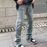 HEARUJOY - Y2K Streetwear New Kpop Flare Jeans Cargo Pants Men Clothing Straight Old Vintage Hip Hop Denim Trousers Pantalones Hombre