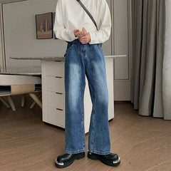 HEARUJOY - New Korean Cleanfit Male Jeans Luxury Naples High Waist Wide Legs Denim Pants Fashion Solid Color Retro Premium Elegant Trousers