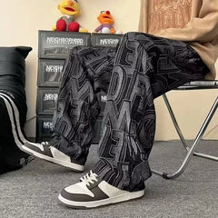 HEARUJOY - Trousers Man Sports Pants Printing Graphic Fashion Clearance Sale Casual Cool Essential Trend Retro Sweatpants for Men Straight