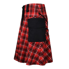Hearujoy Mens Plaid Pleated Pocket Scottish Skirt 2024 New Genderless Fashion Youth Casual Medieval Retro Simple Steampunk Skirt Unisex