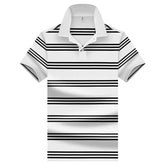 HEARUJOY - Casual Polo Shirt Man Fashion Striped Polo Shirt Short Sleeve Men's Lapel Button Shirt Summer Tops Golf Breathable Polo Hombre