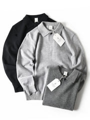 HEARUJOY - American-style Soft Skin-friendly Warm Breathable Loose-fit Casual Turn-collar Knitted Sweater for Men Autumn Winter Pullover