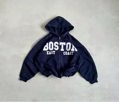 HEARUJOY - Simple trendy large size design zipper hoodie for men and women high street design y2k style Harajuku loose casual long sleeves