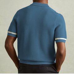 HEARUJOY - Summer New Men's Sexy Hollow Knitted Short Sleeve Shirt Retro Fashion Trend Casual Simple Loose Seaside Vacation Men's Tops