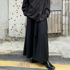 Hearujoy Mens Dark Knight Style Japanese Genderless Culottes New Necessities Couple Mid-Length Retro Loose Casual Solid Color Culottes