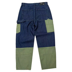 HEARUJOY - High Street Patchwork Jeans Men Loose Multi Pocket Cargo Pants Spring Autumn Fashion Vintage Straight Denim Trousers Streetwear