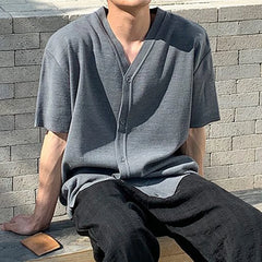 HEARUJOY - Polyester Shirt Loose Casual Cardigan Holiday Style Regular Length Solid Pattern Summer Wear Casual Style For Daily Wear