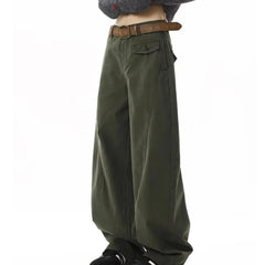 HEARUJOY - Multi Pocket American Mens Jeans New Spring 2025 High Street Solid Color Straight-leg Denim Pants Unisex Hip Hop Cowboy Trousers