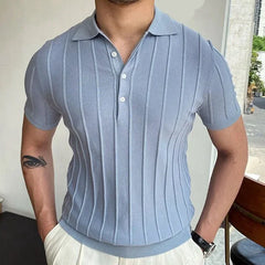 HEARUJOY - Men's Short-Sleeved Polo Shirt with Lapel Collar, Business Casual Style, Pure Color Sweater, New Fashionable Design, Plus Size