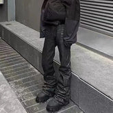 Hearujoy High Street darkwear Flare Jeans for Men Y2k Pantalones Hombre Leather Pants Oversized Denim Trousers Brushed Sparkling