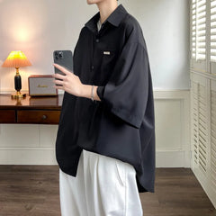 HEARUJOY - Summer Short Sleeved Shirt Men Society Mens Dress Shirt Korean Loose Ice Silk Shirt Mens White Casual Shirts Large Size 5XL