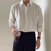 HEARUJOY - Autumn New Men's Striped Long-Sleeved Shirt Japanese Retro Fashion Trend Simple Loose Casual Breathable Niche Men's Tops