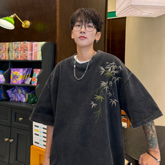 Hearujoy Overiszed 3XL Retro Batik Printed T-shirt Men Summer Short Sleeve Hip Hop Drop Shoulder Loose Casual Tops Tee Male New 2024