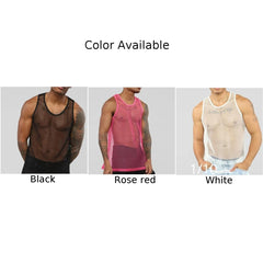 HEARUJOY - Tank Tops Vest Transparent White O-neck Party Nightclub Wear Polyester Fashion Sexy Vests Sleeveless Streetwear
