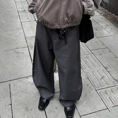 HEARUJOY - Summer New Men's Solid Color Straight Suit Trousers Harajuku Retro Casual Fashion Trend Simple Loose Breathable Men's Bottoms