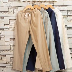 HEARUJOY - Summer Shirt + Trousers Men sets Chinese Style Men Shirt Cotton and Linen Shirts Men's High Quality Casual Shirts Two Piece Suit