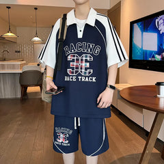 HEARUJOY - Casual Short Sleeved Polos Shorts Men's Sets 2025 Summer Streetwear Tee-Shirt & Pant 2-Piece Tracksuit Outdoor POLO Set