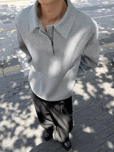 HEARUJOY - Autumn Casual Men's Pullover Tops Vintage Zipper Polo Neck Shirts For Mens Daily Leisure Solid Color Long Sleeve Polo Shirt